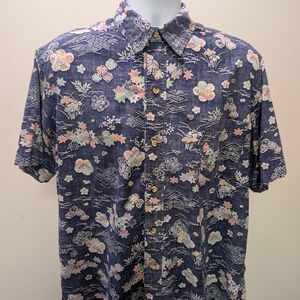 Floral Patterned Blue Men's Shirt